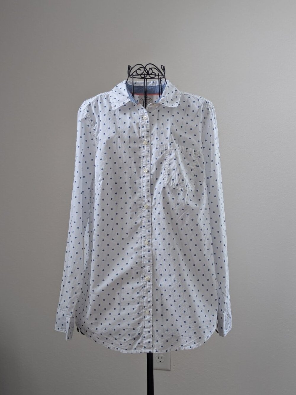 St John's Bay Polka Dot Cotton Button Shirt L